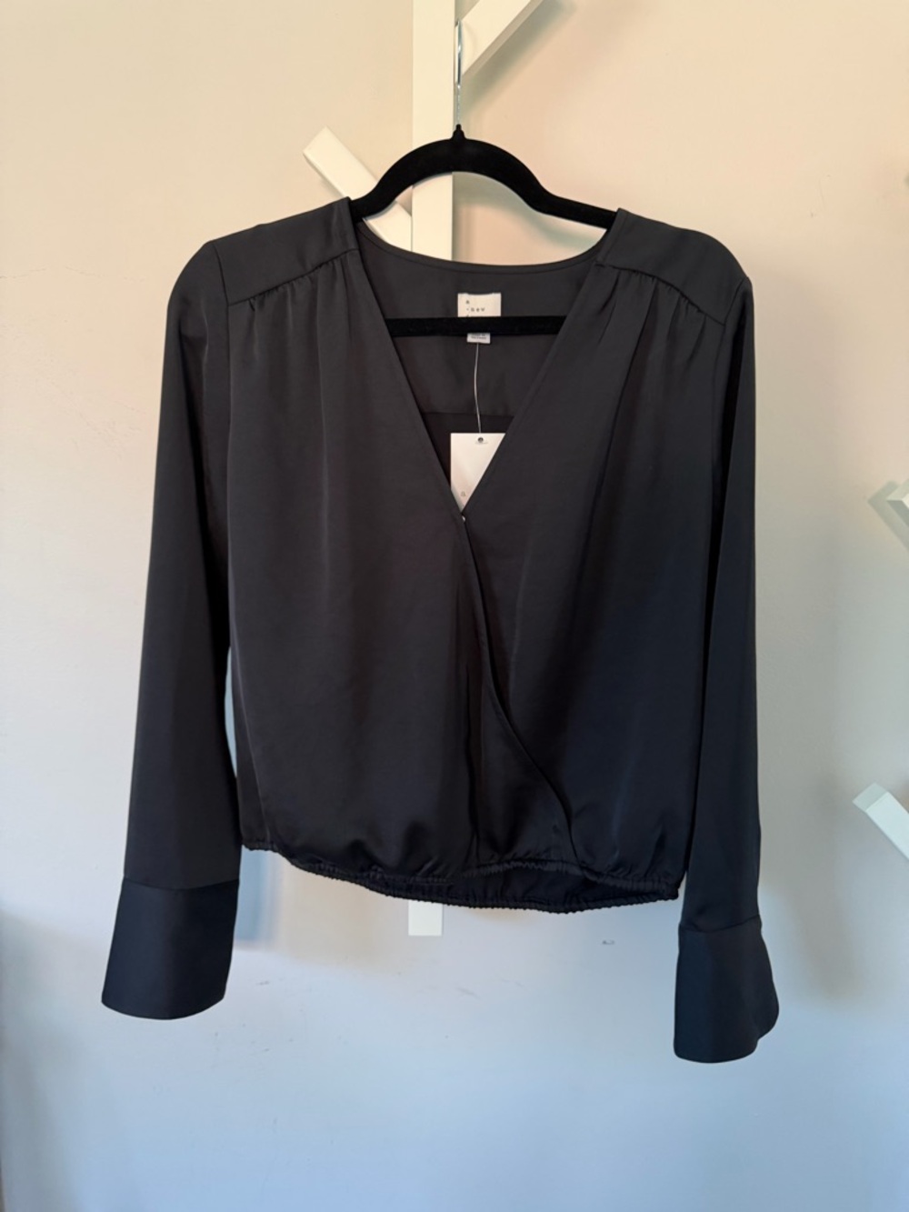 A New Day - Black V-Neck Long Sleeve Blouse